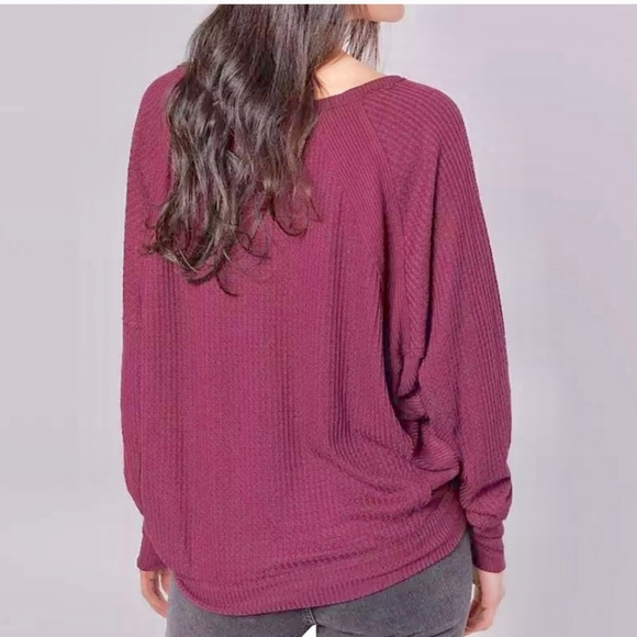 Free people santa clara thermal mulberry red v-neck small - Picture 2 of 4